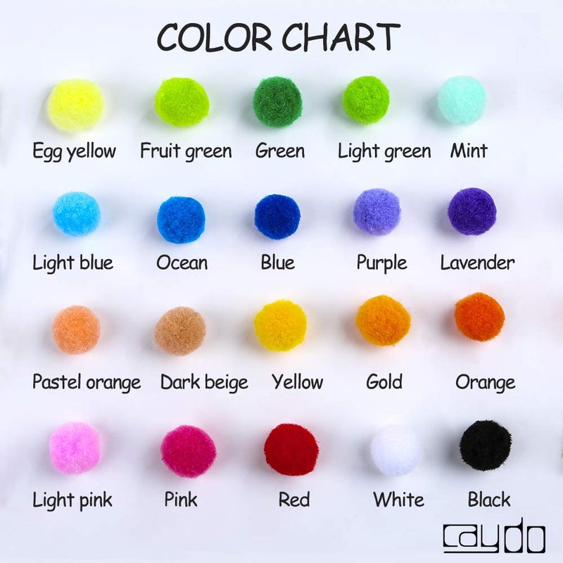 Caydo 400 Pieces 1 Inch 20 Colors Pompoms Arts and Crafts Pom Poms Balls for Valentine's Day Decorations, Hobby Supplies and Creative Craft DIY Material - Image 2